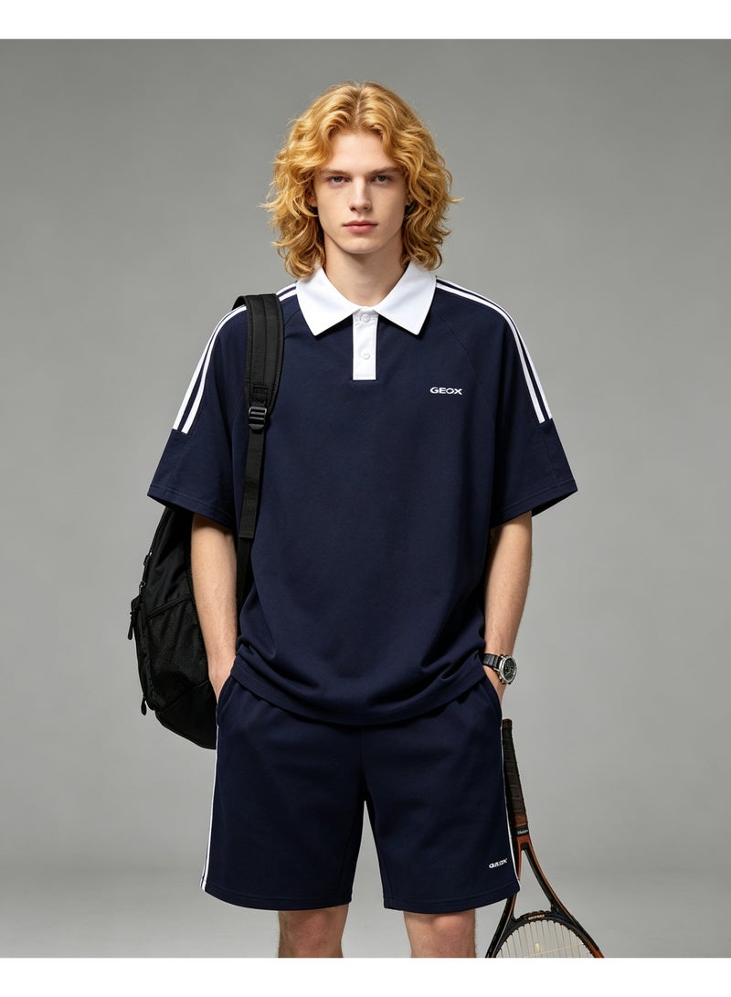 GEOX Unisex Short Sleeve Polo Shirt Casual Sports Daily Wear Top, Navy Blue - Image 1
