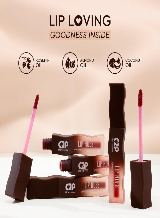 C2P PROFESSIONAL MAKEUP C2P Pro Lip Hues Velvet Liquid Lipstick - Long-Lasting Matte Lip Color, Lightweight, Smudge-Proof, Highly Pigmented Lip Makeup (Luxe Collection, Pack of 4) - Image 5