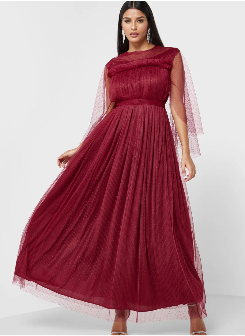 Khizana Mesh Overlay Sleeve Styled Dress