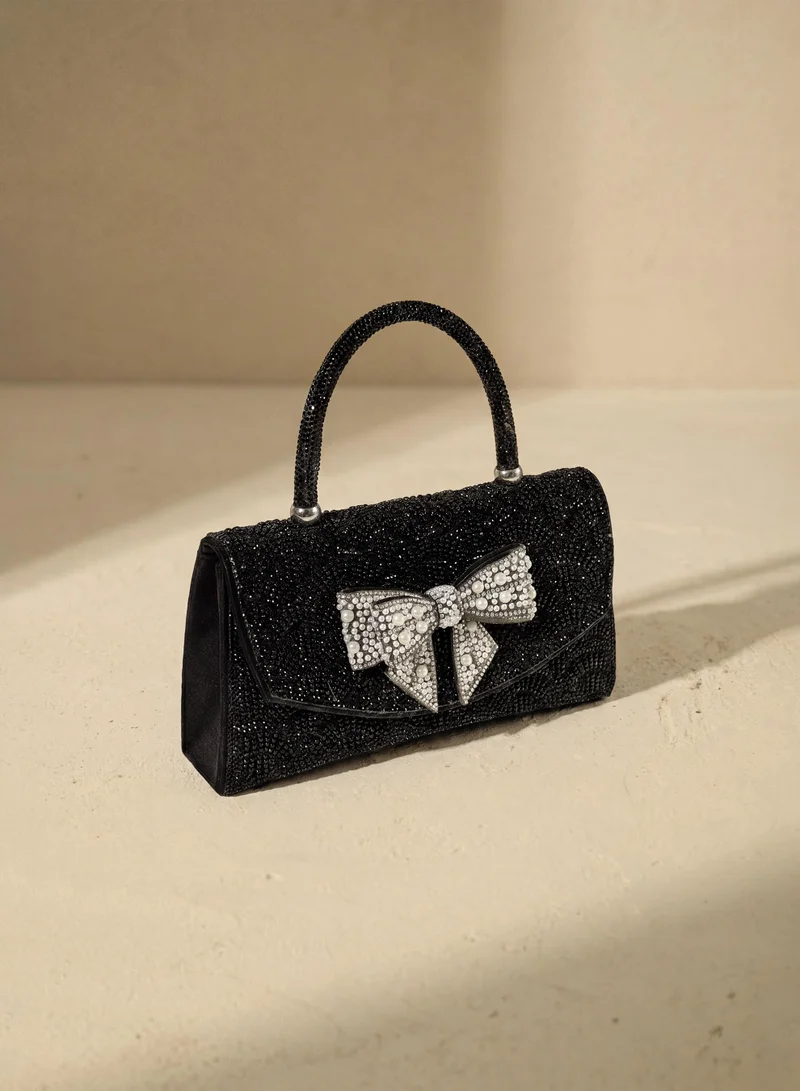 Sunfere Pearl Embellished Bow Handbag