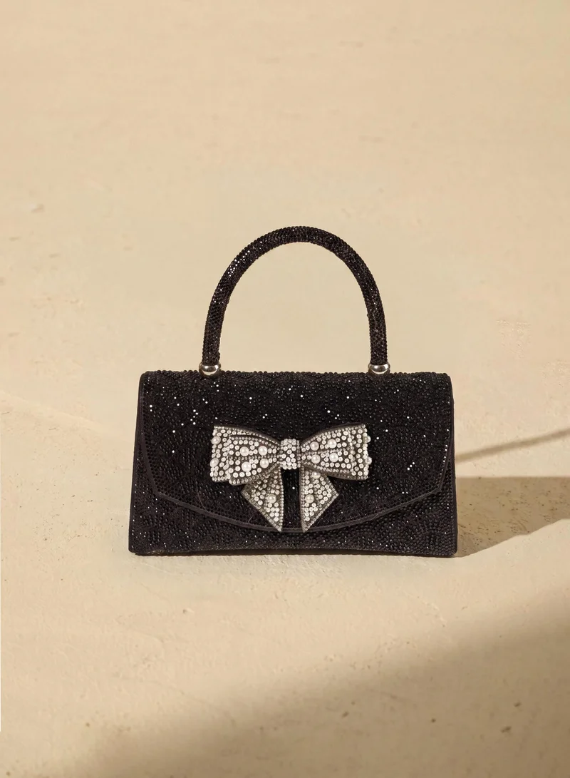 Sunfere Pearl Embellished Bow Handbag