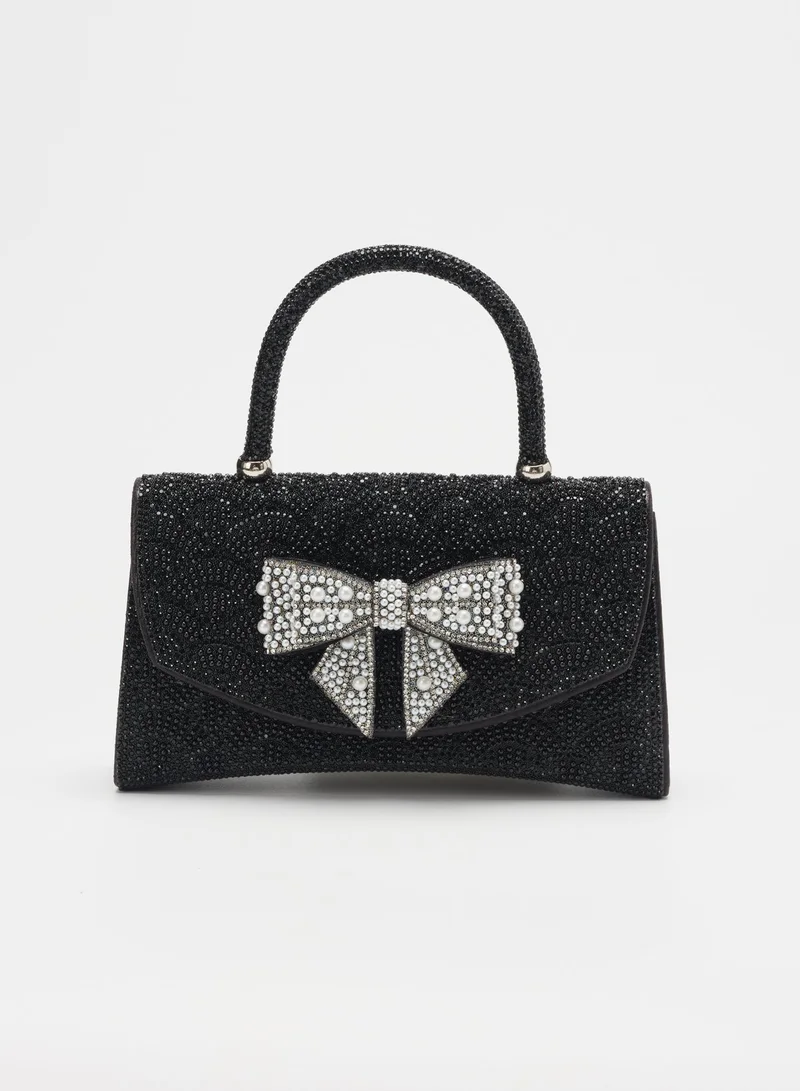 Pearl Embellished Bow Handbag