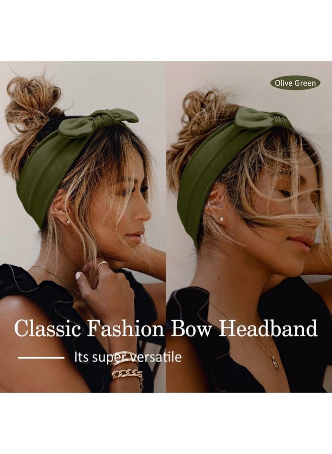 AKTVSHOW - Ktvshow 10 Pack Headbands For Women Bow Rabbit Ear Boho Headband Workout Running Sports Sweat Elastic Hair Wrap For Girls Cute Hair Accessories (Solid Color) - Image 1
