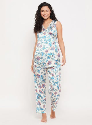 Satin Floral Print Angrakha Top & Pyjama Set by Styli - pzsku/Z00E91337EF7D8BB6FF81Z/45/1746833921/82377b4e-c2e3-49ac-b53a-7816e9fa3e34
