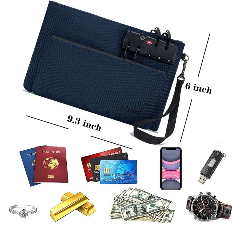 BARDOLPH Money Bag with Lock, Double layer Men & Women's Locking Accessories Pouch, Bank Bag,CashBag with Lock and Zipper NotaryBag with Lock (BLUE) - Image 4