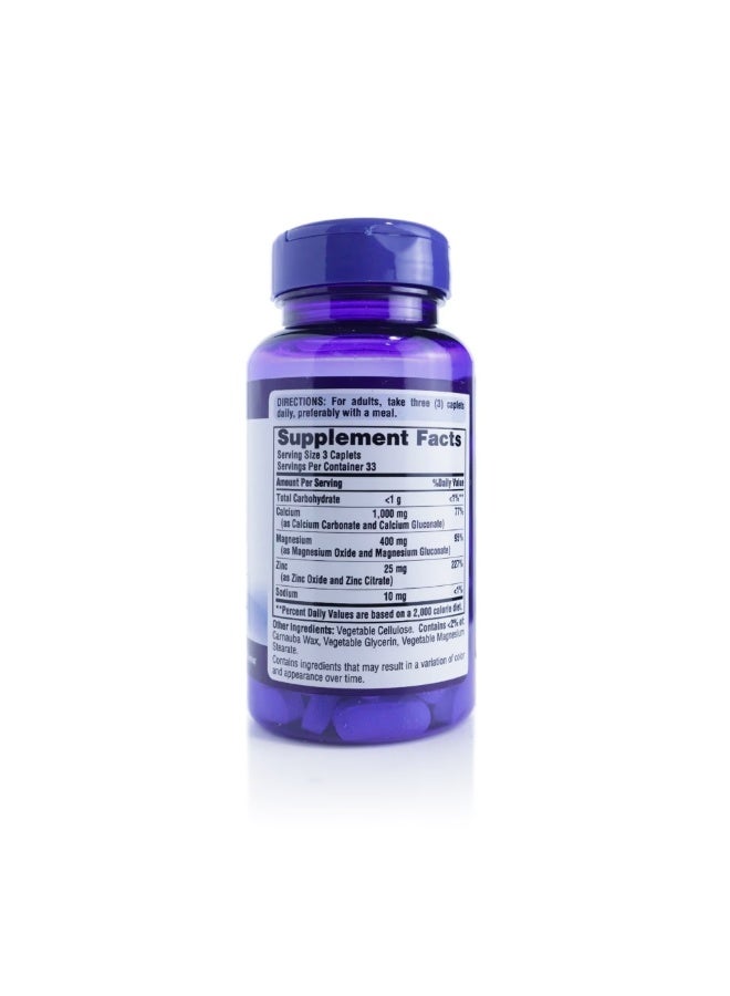 Puritan Chelated Calcium Magnesium Zinc – 100 Caplets - Image 2