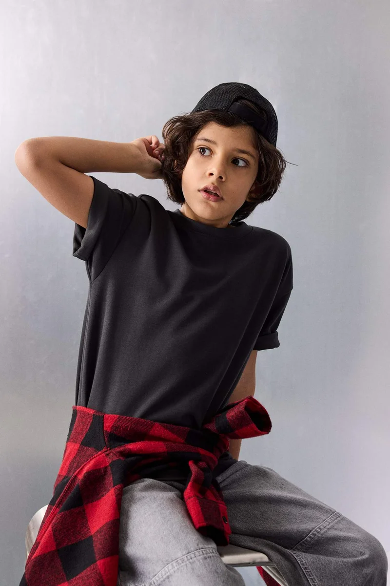 ديفاكتو Boy Oversize Fit Crew Neck T-Shirt