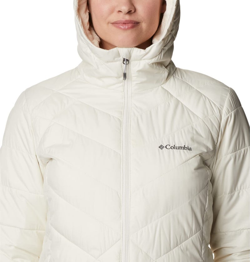 Columbia Women's Heavenly Long Hooded Jacket, Chalk, Large - Image 4