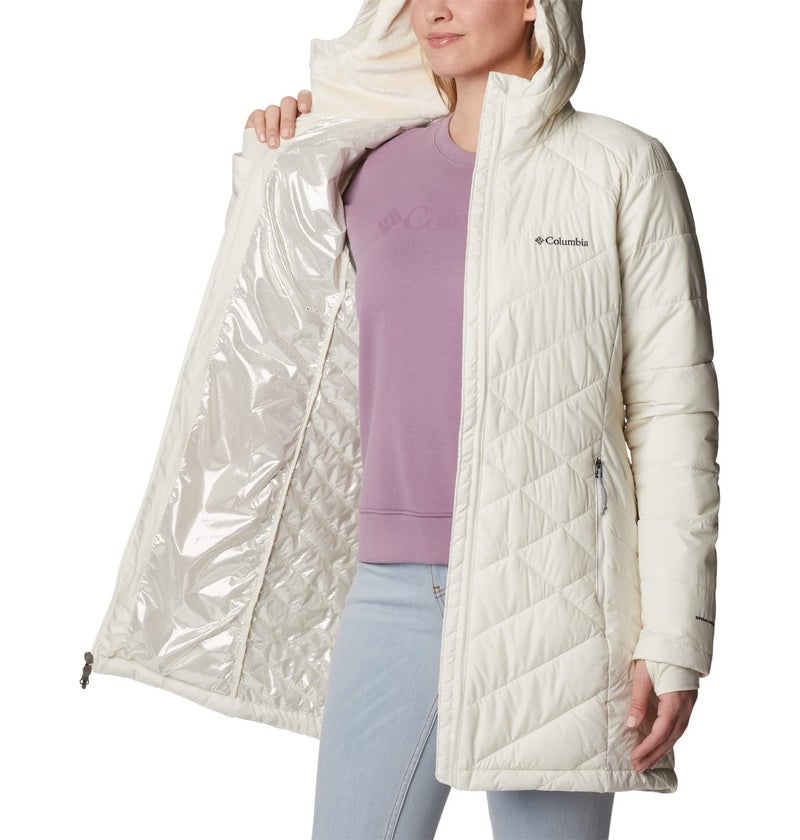 Columbia Women's Heavenly Long Hooded Jacket, Chalk, Large - Image 5