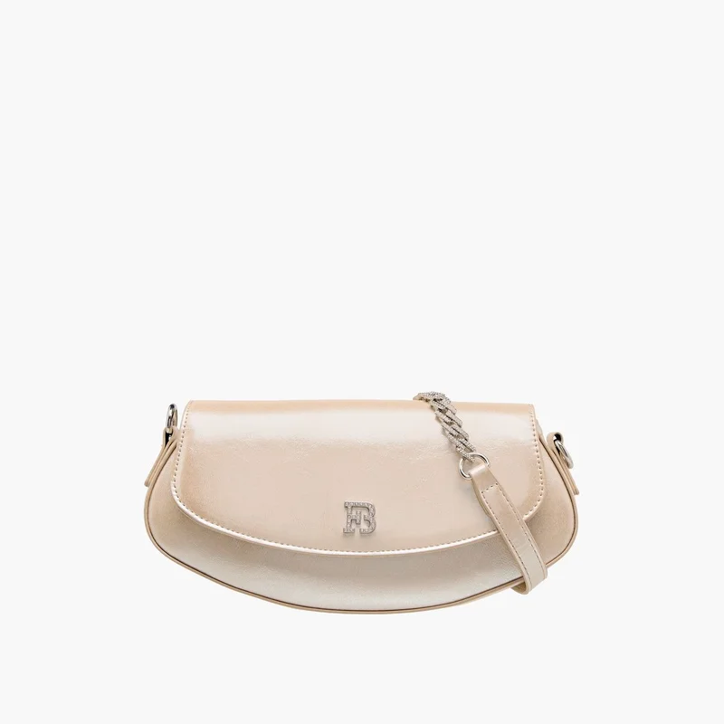 Flora Bella By Shoexpress Women's Solid Shoulder Bag with Detachable Strap and Flap Closure