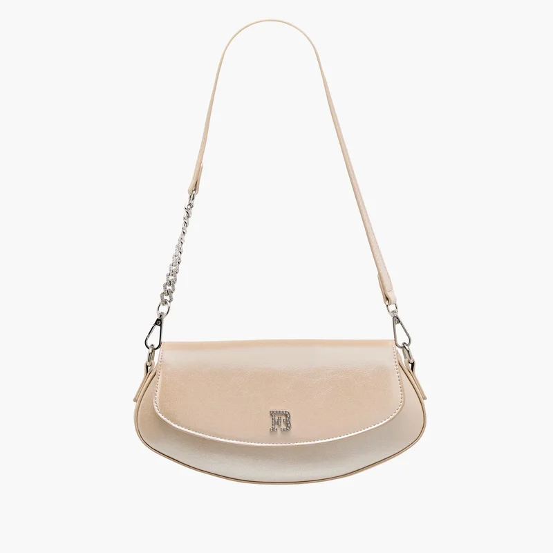 Flora Bella By Shoexpress Women's Solid Shoulder Bag with Detachable Strap and Flap Closure