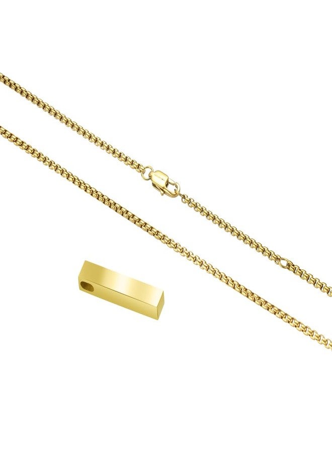 Van Heusen Engravable Vertical Bar Pendant Necklace (Gold) - Image 3