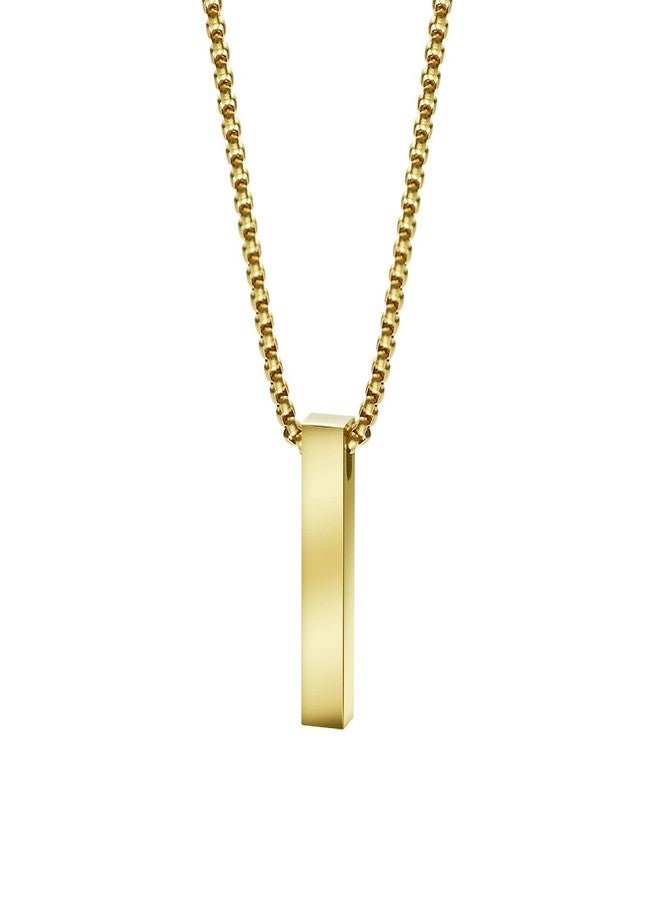 Van Heusen Engravable Vertical Bar Pendant Necklace (Gold) - Image 1