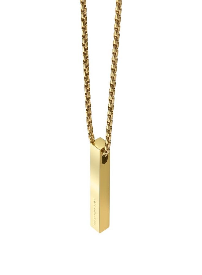 Van Heusen Engravable Vertical Bar Pendant Necklace (Gold) - Image 2