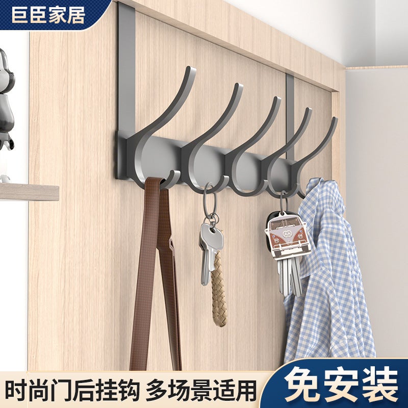 Behind-The-Door Hook Space Aluminum Punch-Free Bathroom Hook Bedroom Storage Clothes Hanger Hook Wall Clothes Hook - Image 2
