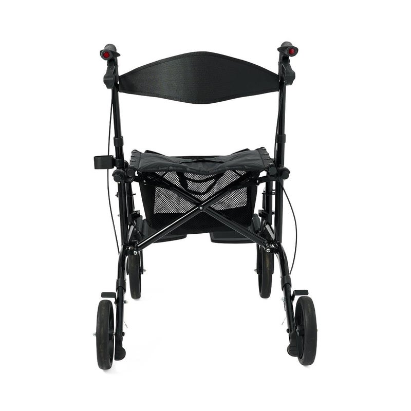 Medline Walker Wheelchair Combo Rollator Walker for Seniors with Seat Foldable Transport Chair with Footrests 300 lb Capacity Breathable Nylon 18 Wide Seat Black - Image 2