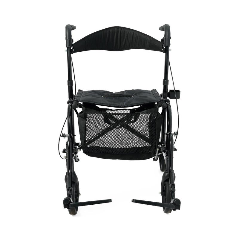 Medline Walker Wheelchair Combo Rollator Walker for Seniors with Seat Foldable Transport Chair with Footrests 300 lb Capacity Breathable Nylon 18 Wide Seat Black - Image 3