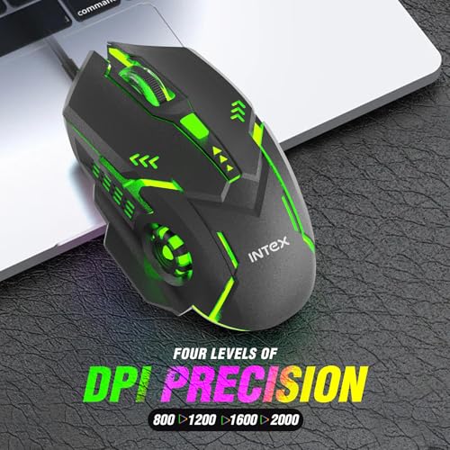 Intex Nova Gaming Wired Mouse | 4 DPI Shift with Max 3200 DPI | RGB Light | 1 Million Button & Smooth Scrolling | 1.4m Plug & Play Cable | Ergonomic Mouse for Win/iOS/Android (Black) - Image 4