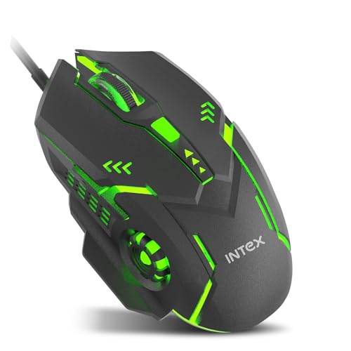 Intex Nova Gaming Wired Mouse | 4 DPI Shift with Max 3200 DPI | RGB Light | 1 Million Button & Smooth Scrolling | 1.4m Plug & Play Cable | Ergonomic Mouse for Win/iOS/Android (Black) - Image 1
