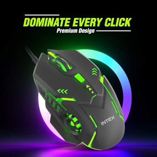 Intex Nova Gaming Wired Mouse | 4 DPI Shift with Max 3200 DPI | RGB Light | 1 Million Button & Smooth Scrolling | 1.4m Plug & Play Cable | Ergonomic Mouse for Win/iOS/Android (Black) - Image 2