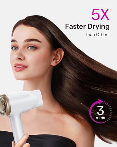 Wavytalk Hair Dryer, Wavytalk Turblow Pro Fast Drying Blow Dryer with Diffuser, High Speed Hair Dryer with 110,000 RPM, Pro Negative Ions for Less Damage, Frizz Smoothing 3 Speeds & 3 Temps, White - Image 2