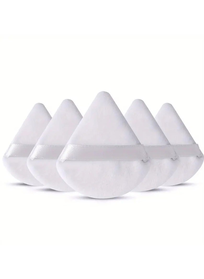 أوريتي 5 قطع من بودرة المكياج منتفخة للوجه سوفت مثلثة من أجل البودرة السائبة مينيرال باودر بيبي باودر فيلوس لمستحضرات التجميل من إسفنجة الأساس باللون الأبيض - Image 1