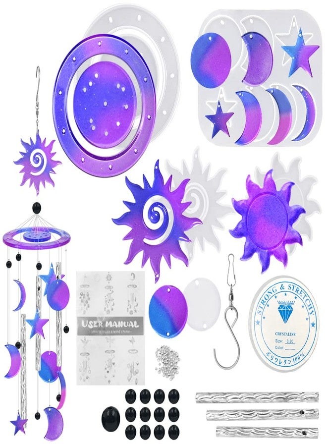 DLAND Sun Resin Molds, 65 Pcs Wind Chimes Silicione Molds Kit Resin Molds Silicone Epoxy Wind Chimes Casting Mold for DIY, Keychain Earring Pendants Bag Phone Case Decorations Home Decorations. - Image 1