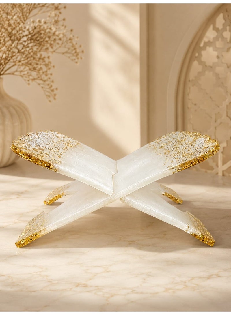 Luxury Resin Holy Quran Stand Decorated with Gold Leaf - Modern Islamic Design Book Rest - Image 1