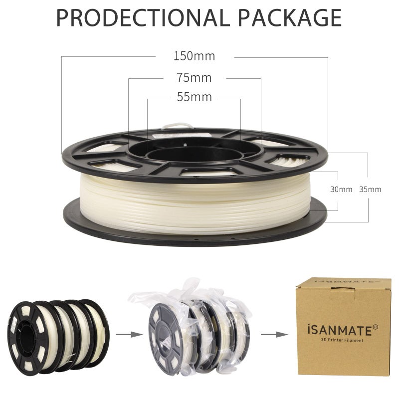 iSANMATE حزمة خيوط طابعة iSANMATE ثلاثية الأبعاد، خيوط تتلألأ في الظلام متعددة الألوان، أخضر، أزرق وأزرق-أخضر، خيوط PLA بقطر 1.75 مم، دقة أبعاد +/- 0.03 مم، 250 جرام × 4 عبوة - Image 5