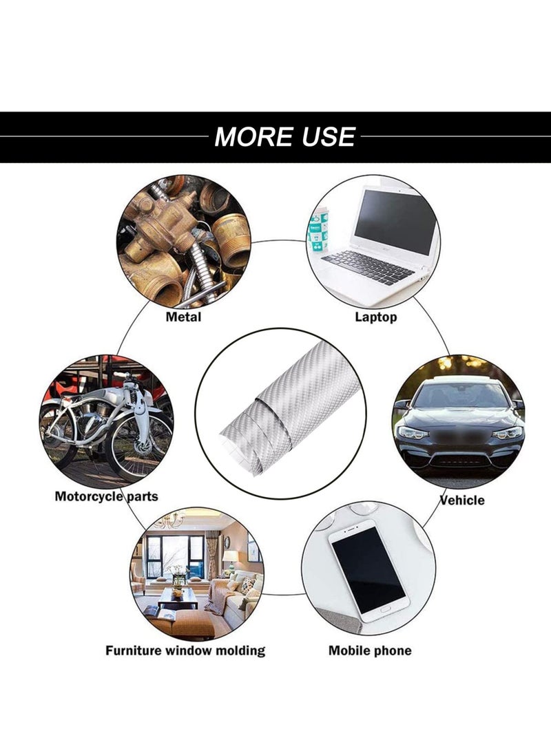 SYOSI 3D Carbon Fiber Wrap Vinyl Film Car Interior Wrap Stickers Tape for Cars Auto and Motorcycle DIY Decoration Crafts 152X30cm Silver - Image 4