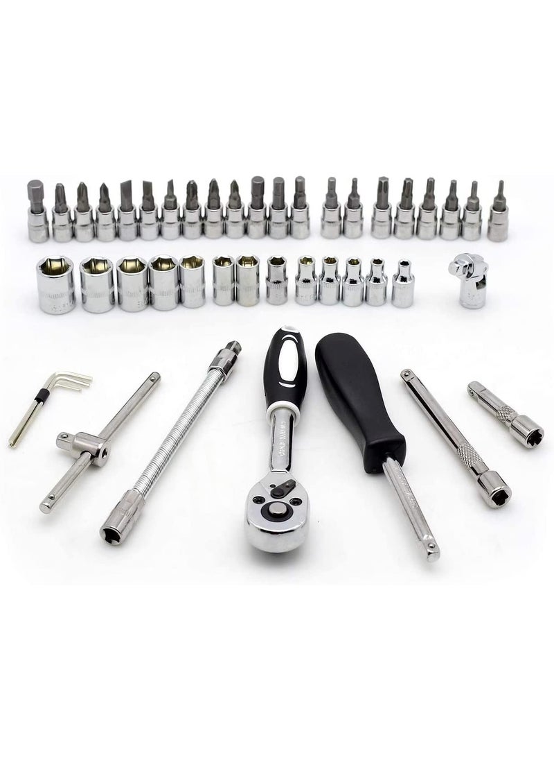 KANISYA KANISYA 46 in 1 Pcs Tool Kit Screwdriver set and Precision Socket Wrench Set Allen Key Ratchet Spanner Set Multi Purpose Combination Tool kit Hand Tool Kit For Repairing Work Repairs Car Bike  - Image 4