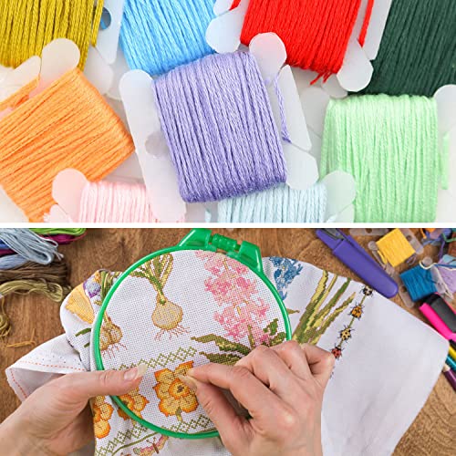 VICOVI 200 Skeins Embroidery Floss and 30 Skeins White & Black Embroidery Thread for Friendship Bracelet String Cross Stitch DIY String Art with 20 PCS Floss Bobbins - Image 4