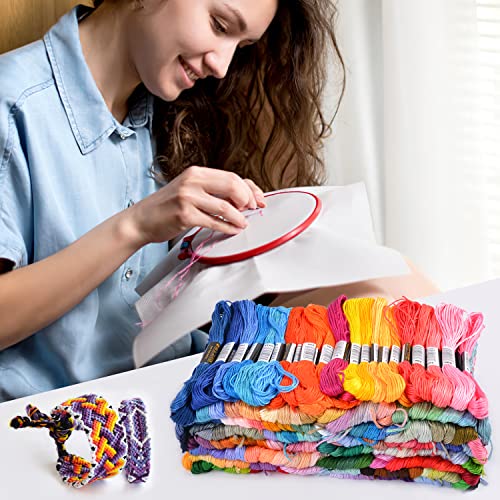VICOVI 200 Skeins Embroidery Floss and 30 Skeins White & Black Embroidery Thread for Friendship Bracelet String Cross Stitch DIY String Art with 20 PCS Floss Bobbins - Image 5