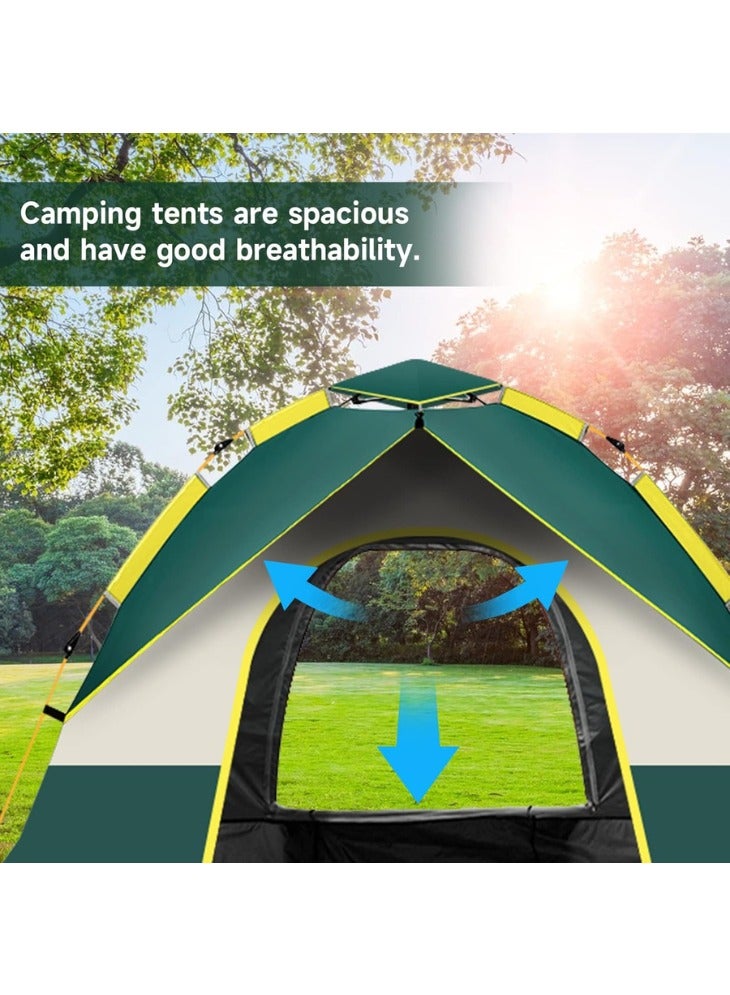 عربست خيمة تخييم، خيمة أوتوماتيكية قابلة للفتح، خيمة عائلية لأربعة أشخاص، مقاومة للماء والرياح، مع غطاء مطر وحقيبة حمل، للتخييم، في الهواء الطلق، على الشاطئ، والمشي لمسافات طويلة (أخضر داكن). - Image 3