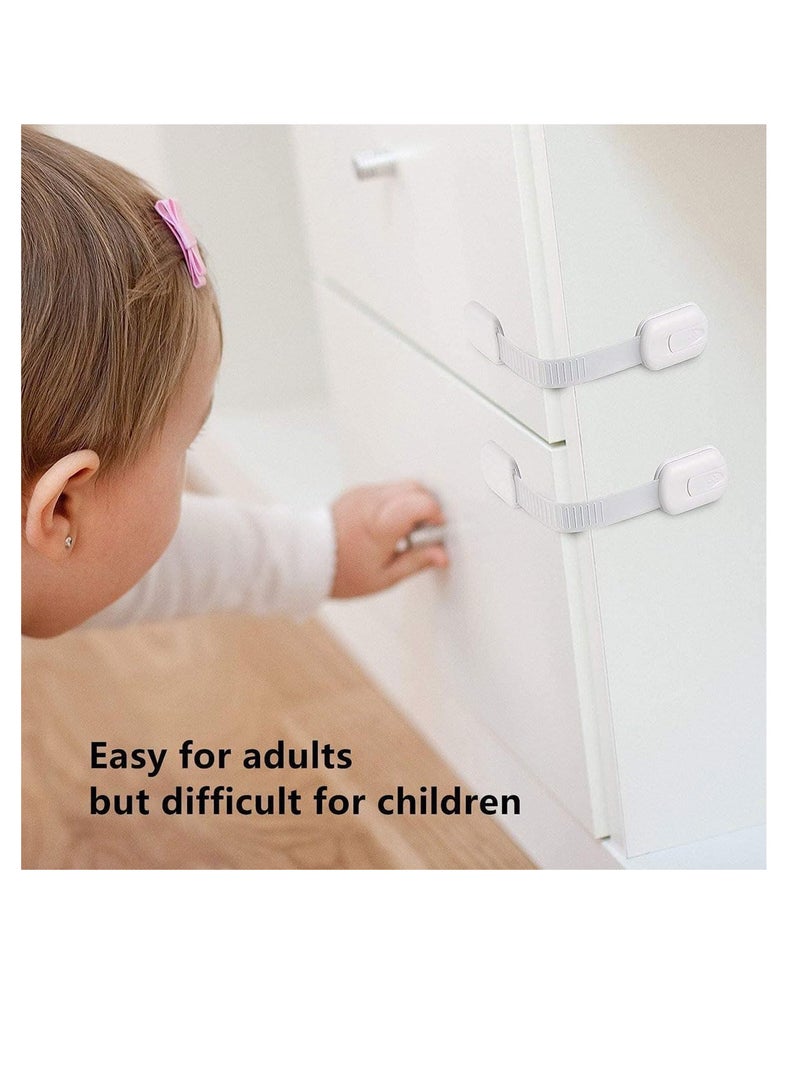 ECVV 6PCS Child Safety Locks White Baby Safety Latches Adjustable Child Proof Cabinet Latches 3M Adhesives Multi-Purpose Baby Locks for Furniture Door Fridge Oven Toilet - Image 4