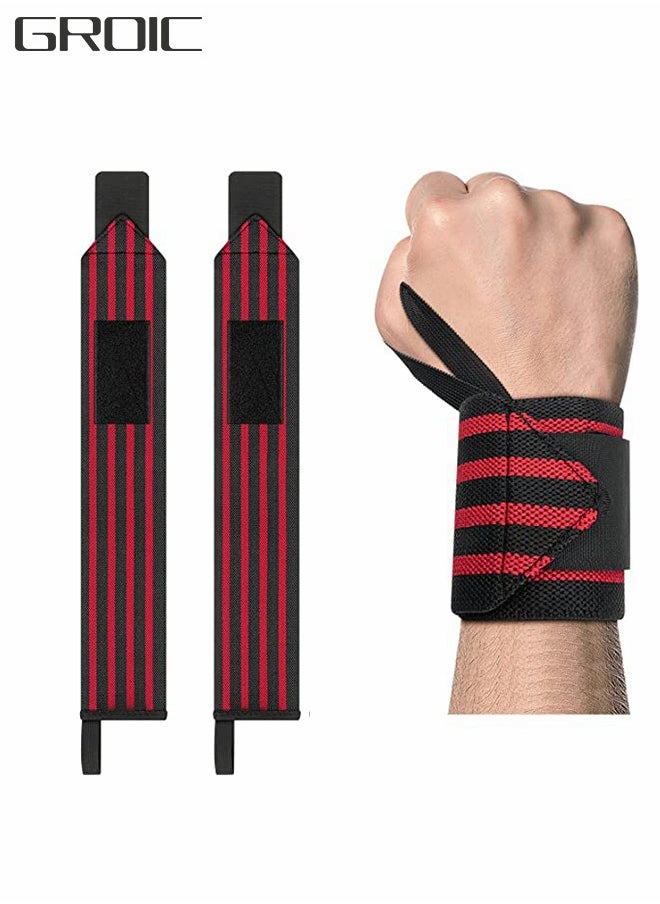 Captaintech 2PCS Wrist Wraps,22 Wrist Brace Lifting Wrist Support with Heavy Duty Thumb Loop Can Prevent Wrist Strains and Sprains During Exercise, Strength Training, Bodybuilding, Weight Lifting  - Image 1