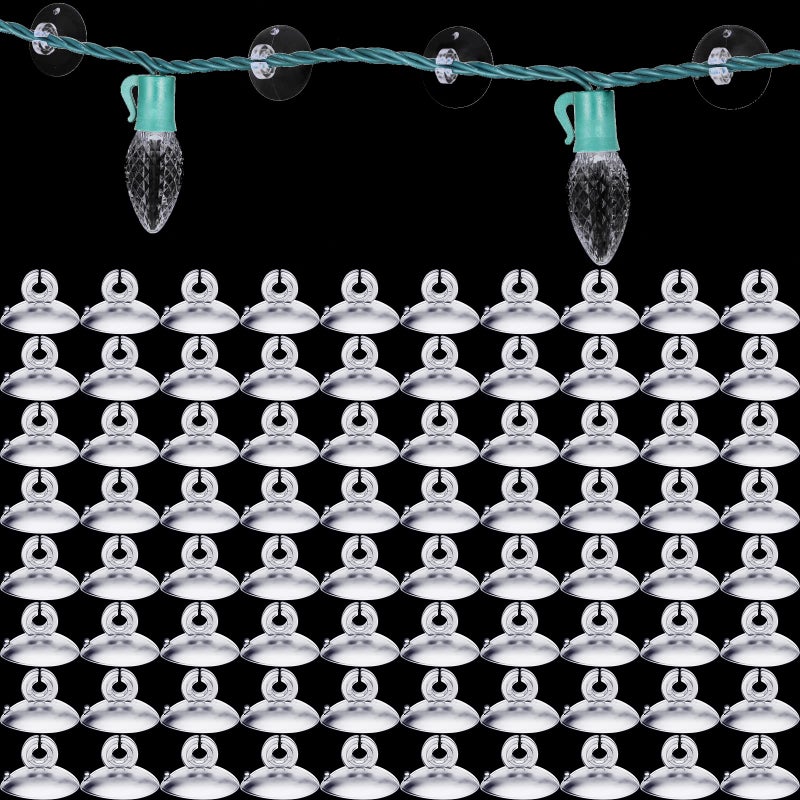 Skyley Christmas Light Holders Mini Hang Christmas Light Clips Suction Cup Clips Shower Suction Cup Hooks Outdoor Seasonal Lighting Hooks for Window Glass Home Bathroom Kitchen200 Pcs