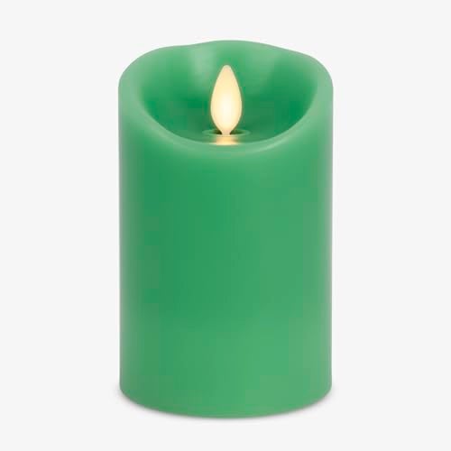 Luminara Flameless LED Battery Operated Flickering Pillar Moving Flame Candles Vibrant Green 3 x 45 - Image 1