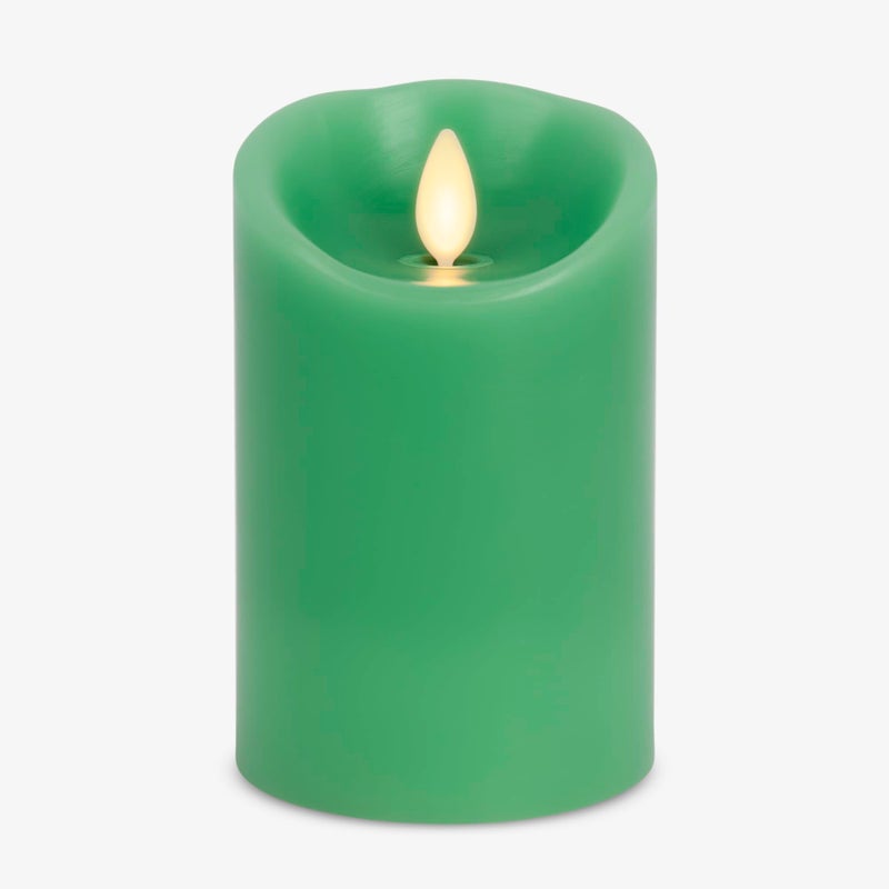 Luminara Flameless LED Battery Operated Flickering Pillar Moving Flame Candles Vibrant Green 3 x 45 - Image 2
