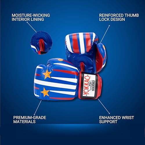 YOKKAO Muay Thai Redgammon Boxing Gloves - Blue - 12oz - Image 4
