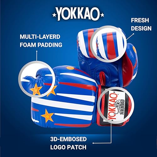 YOKKAO Muay Thai Redgammon Boxing Gloves - Blue - 12oz - Image 3