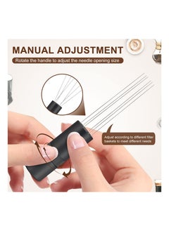 Generic Adjustable Espresso WDT Tool with 0.25mm Needles, Stainless Steel Coffee Stirrer for Even Distribution, Includes Stand - Black Finish  - Image 2