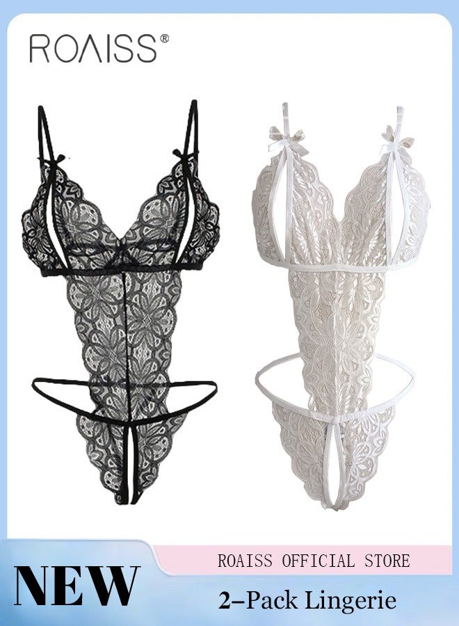 2 Pack of Bodysuit for Women Lace Lingerie Babydoll