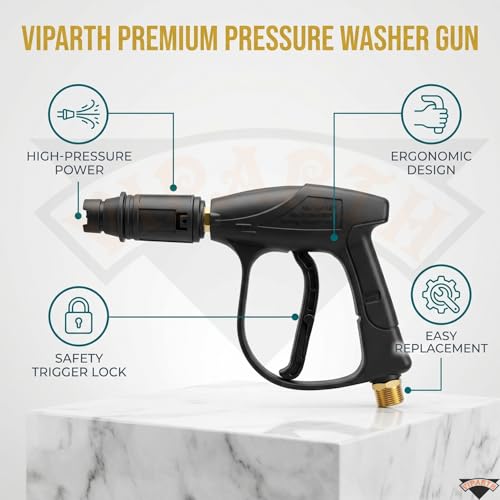 VIPARTH Pressure Washer Water Spray Gun for Car Wash Floor Cleaning | Free Inlet Filter | Suitable for every Pressure Washer | Universal Fitting | Durable | Metal - Image 2