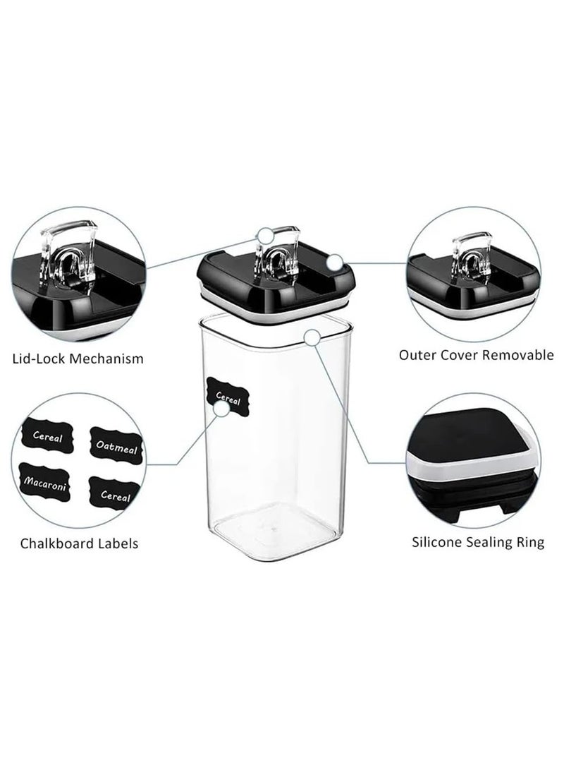 NANAO 7pc Air-Tight Food Storage Containers - 100% Leakproof BPA-Free Kitchen Set for Cereal/Flour/Pasta, Includes Labels + Marker + Measuring Spoons (Stackable Space-Saving)  - Image 5