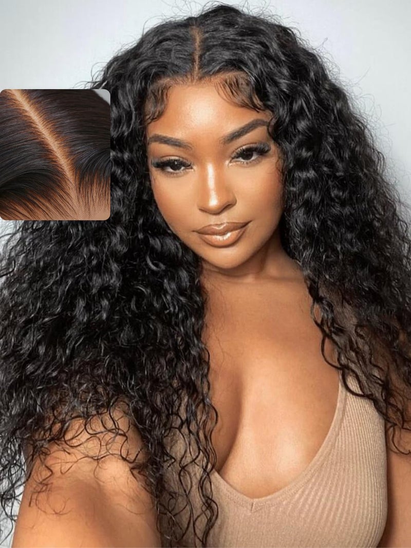 UNICE Bye Bye Knots Glueless Wig Pre Plucked Pre Cut Water Wave 7x5 Lace Front Wigs Human Hair Wet and Wavy Put on and Go Glueless Human Hair Wig 150 Density 18 inch