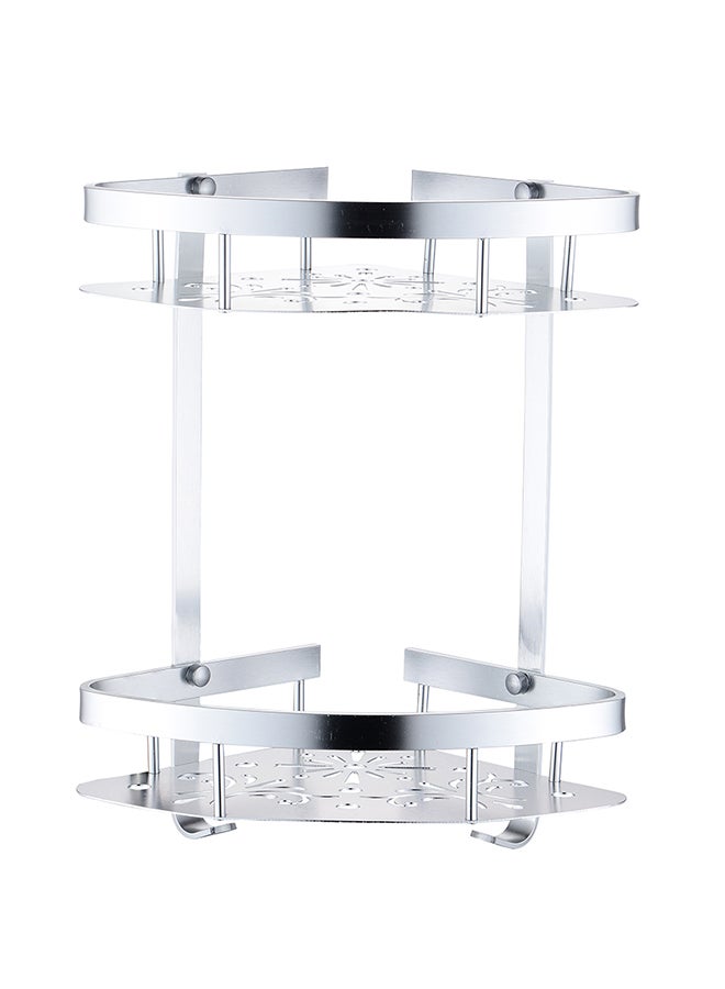 2-Tier Corner Bathroom Shelf Silver 28.6x21.8x36cm
