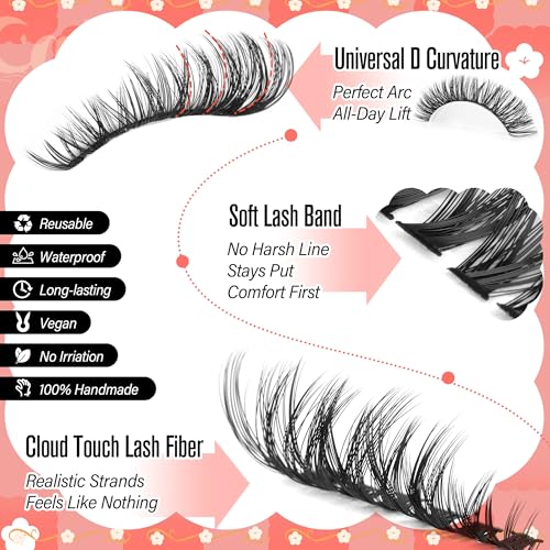 calphdiar Wispy Lash Clusters 30D+40D+50D+60D Individual Lashes 480PCS Eyelash Clusters Natural Volume Lashes Clusters D-curly Cluster Eyelash Extensions 8-18MM DIY Lash Extension at Home - Image 5
