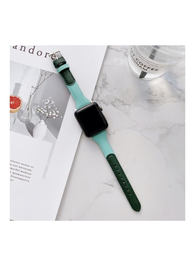 NIBEMINENT Small Waist Colour Matching Replacement Watchband Dark Green/Mint Green - Image 1