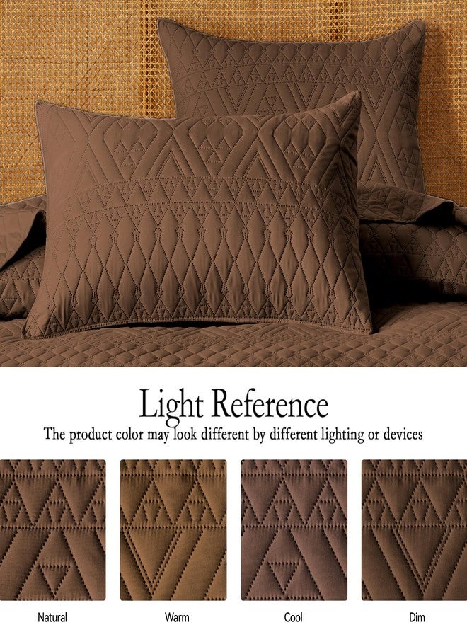 akkialla Full/Queen Size Quilt Bedding Set,Brown Lightweight Microfiber Soft Bedspread,Modern Style Geoetric Pattern Coverlet Set for All Seasons,3 Piece(1 Quilt,2 Pillow Shams) - Image 4